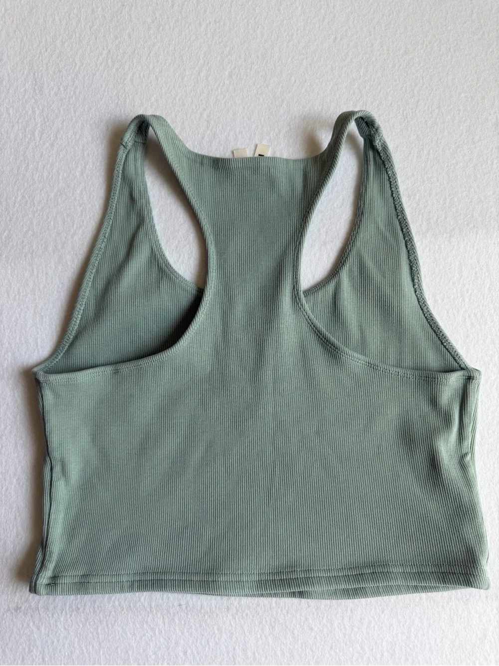 Pact Organic Cotton Ribbed Racerback Sports Bra, Cropped Top, Sage Green, XL - Picture 5 of 7